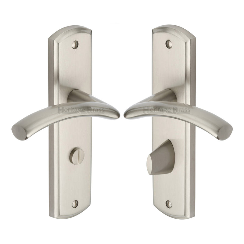 Heritage Brass Door Handle for Bathroom Centaur Design Satin Nickel finish - CEN1030-SN - Choice Handles