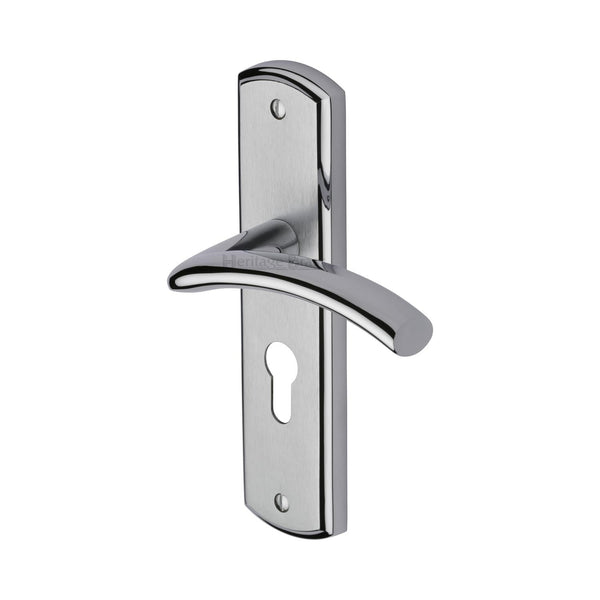 Heritage Brass Door Handle for Euro Profile Plate Centaur Design Apollo finish - CEN1048-AP - Choice Handles