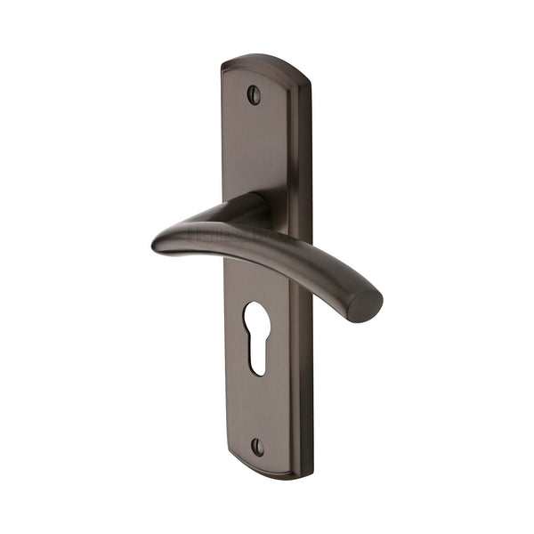 Heritage Brass Door Handle for Euro Profile Plate Centaur Design Matt Bronze finish - CEN1048-MB - Choice Handles