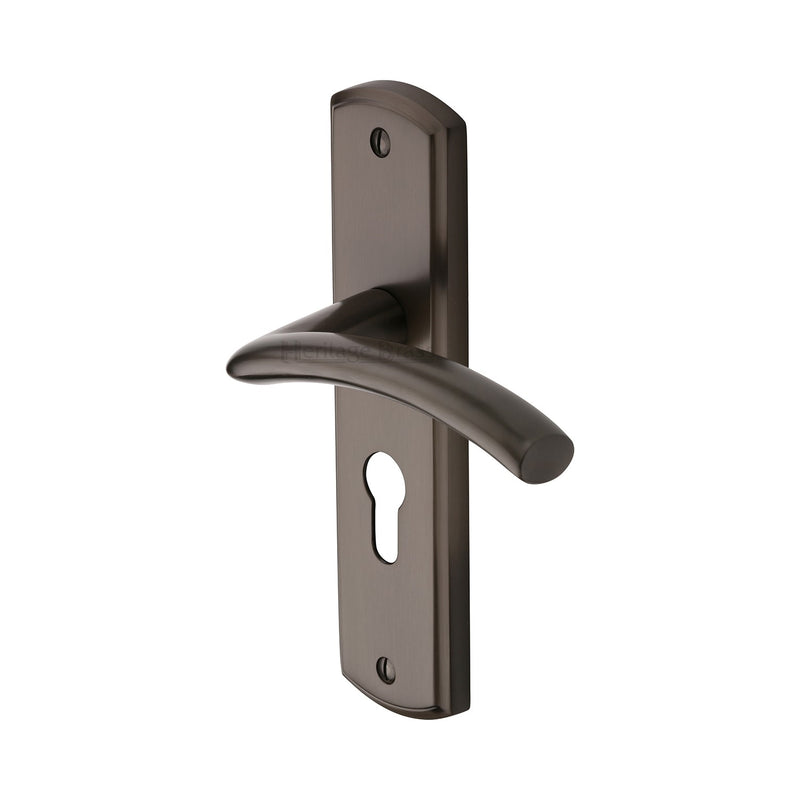 Heritage Brass Door Handle for Euro Profile Plate Centaur Design Matt Bronze finish - CEN1048-MB - Choice Handles