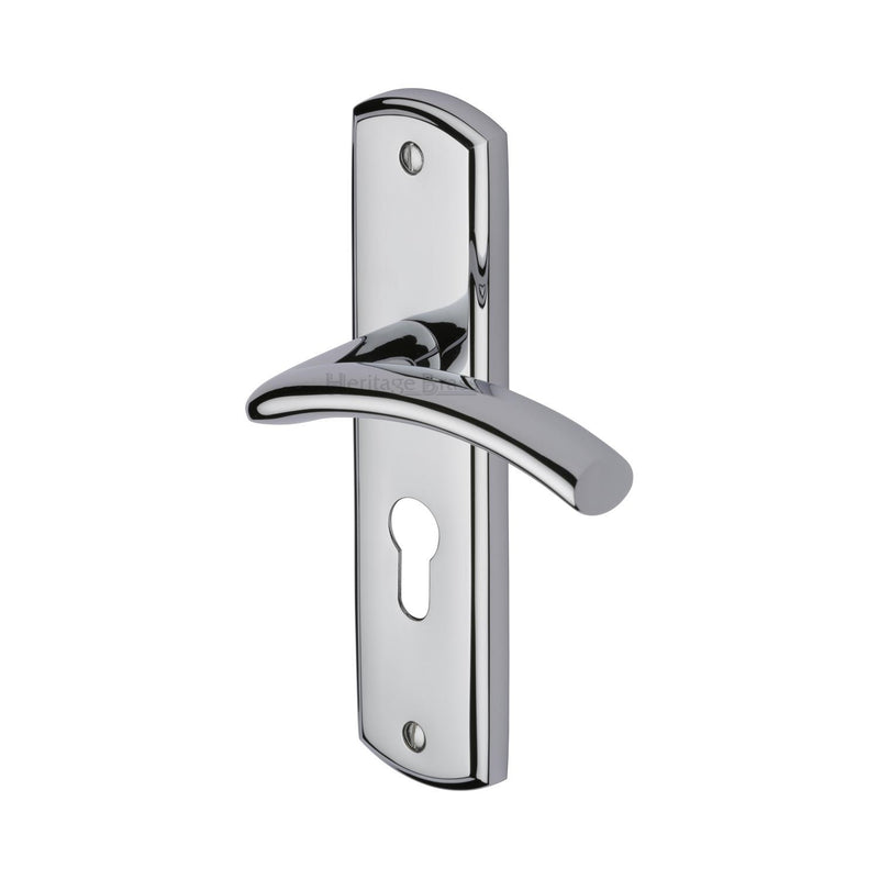 Heritage Brass Door Handle for Euro Profile Plate Centaur Design Polished Chrome finish - CEN1048-PC - Choice Handles