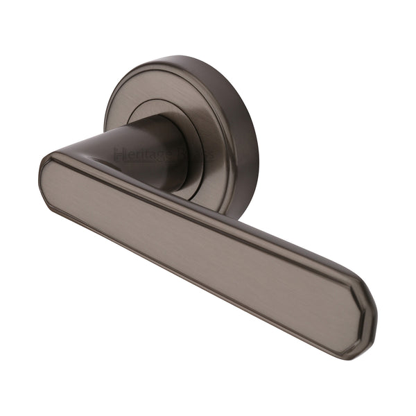 Heritage Brass Door Handle Lever Latch on Round Rose Century Design Matt Bronze finish - CEN1924-MB - Choice Handles