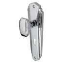Heritage Brass Mortice Knob on Lock Plate Charlston Design Polished Chrome finish - CHA1900-PC - Choice Handles