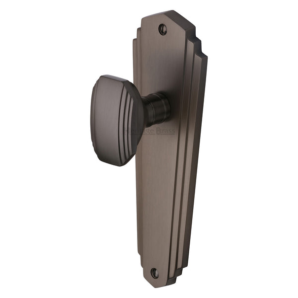 Heritage Brass Mortice Knob on Latch Plate Charlston Design Matt Bronze finish - CHA1910-MB - Choice Handles