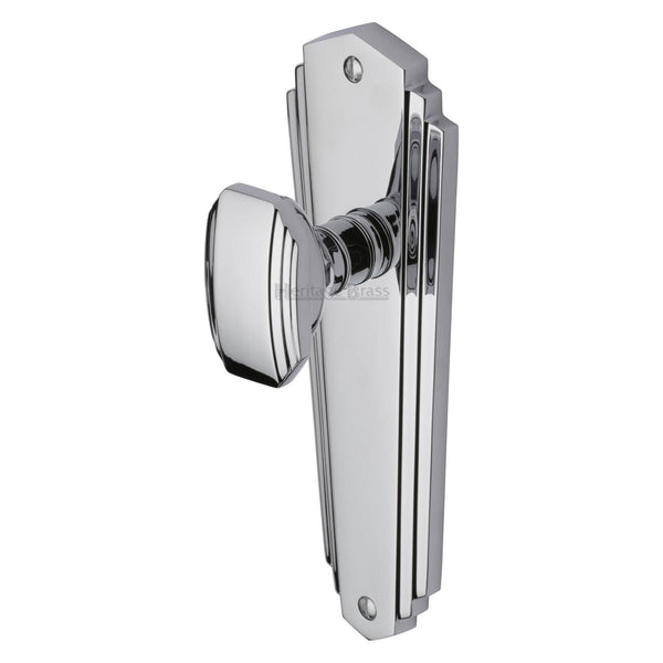 Heritage Brass Mortice Knob on Latch Plate Charlston Design Polished Chrome finish - CHA1910-PC - Choice Handles