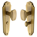 Heritage Brass Mortice Knob on Bathroom Plate Charlston Design Antique finish - CHA1930-AT - Choice Handles