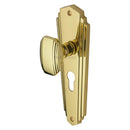Heritage Brass Mortice Knob on Euro Profile Plate Charlston Design Polished Brass finish - CHA1948-PB - Choice Handles