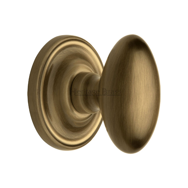 Heritage Brass Mortice Knob on Rose Chelsea Design Antique finish - CHE7373-AT - Choice Handles