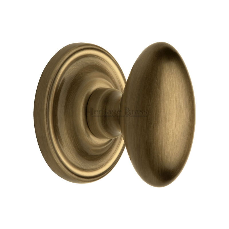 Heritage Brass Mortice Knob on Rose Chelsea Design Antique finish - CHE7373-AT - Choice Handles