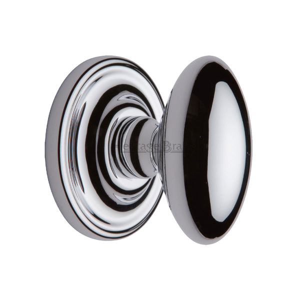 Heritage Brass Mortice Knob on Rose Chelsea Design Polished Chrome finish - CHE7373-PC - Choice Handles