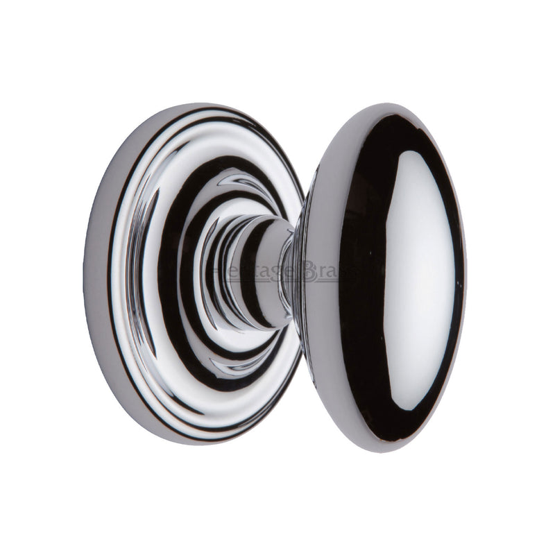 Heritage Brass Mortice Knob on Rose Chelsea Design Polished Chrome finish - CHE7373-PC - Choice Handles