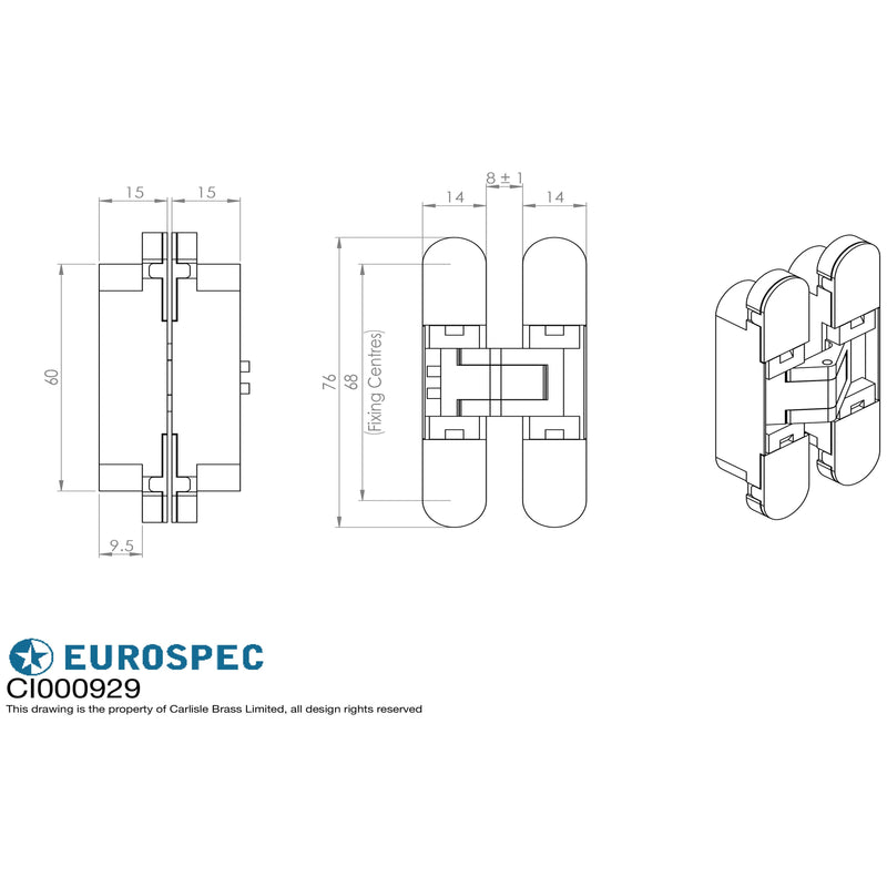 Eurospec - Ceam 3d Concealed Hinge 929 - Matt Bronze - CI000929BRO00