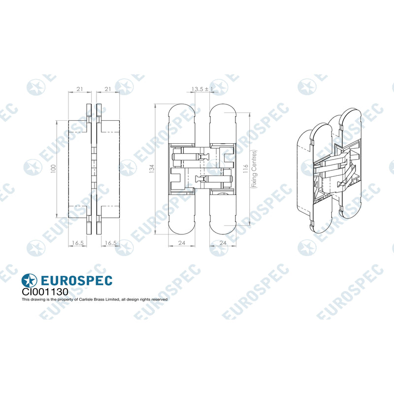 Eurospec - Ceam 3D Concealed Hinge 1130 - Antique Satin Bronze - CI001130BRS00