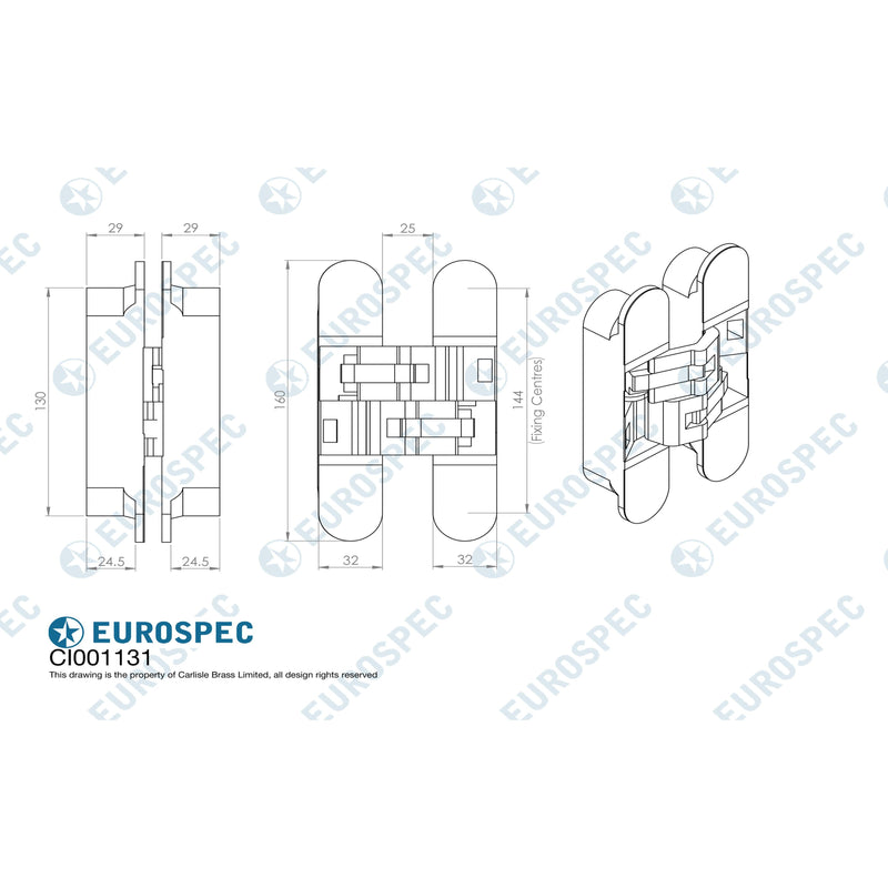 Eurospec - Ceam 3D Concealed Hinge 1131 - Champagne - CI001131VCH00