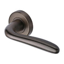 Heritage Brass Door Handle Lever Latch on Round Rose Columbus Design Matt Bronze finish - COL1762-MB - Choice Handles