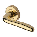 Heritage Brass Door Handle Lever Latch on Round Rose Columbus Design Polished Brass finish - COL1762-PB - Choice Handles