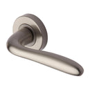 Heritage Brass Door Handle Lever Latch on Round Rose Columbus Design Satin Nickel finish - COL1762-SN - Choice Handles