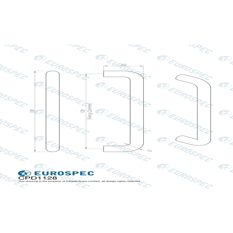 Eurospec - Cabinet Pull  D Handle 128mm - Satin Stainless Steel - CPD1128SSS