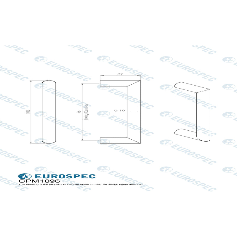 Eurospec - Stainless Steel Solid Mitred Pull Handle  - Satin Stainless Steel - CPM1096SSS