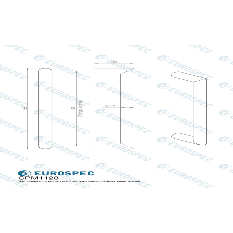Eurospec - Stainless Steel Solid Mitred Pull Handle  - Satin Stainless Steel - CPM1128SSS