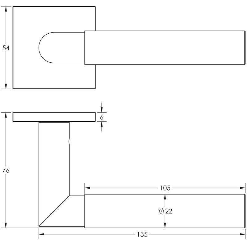 CR-102 Black Sprung Square Rose Door Handle - CR-102B1MB - Choice Handles