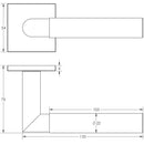 CR-102 Satin Brass Fixed Dead Square Rose Door Handle - CR-102B3SB - Choice Handles