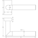 CR-102 Satin Brass Multi Point Rectangular Rose Door Handle - CR-102D4SB - Choice Handles
