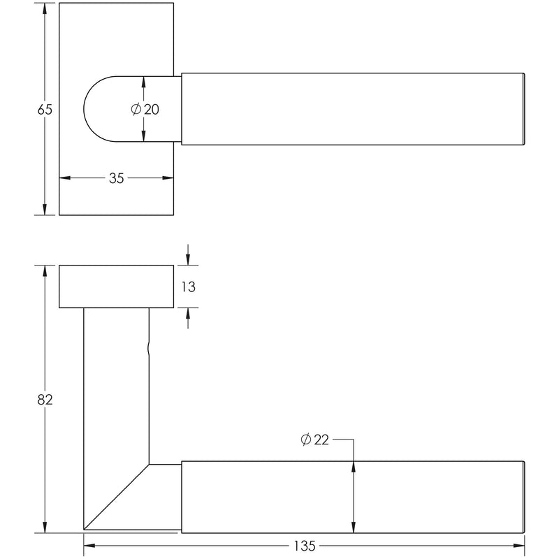 CR-102 Dark Bronze Multi Point Rectangular Rose Door Handle - CR-102D4DB - Choice Handles