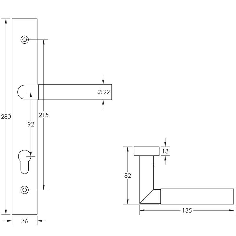 CR-102 Dark Bronze Multi Point Backplate Door Handle - CR-102G4DB - Choice Handles