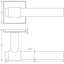 CR-103 Satin Stainless Steel  Fixed Dead Square Rose Door Handle - CR-103B3SSS - Choice Handles