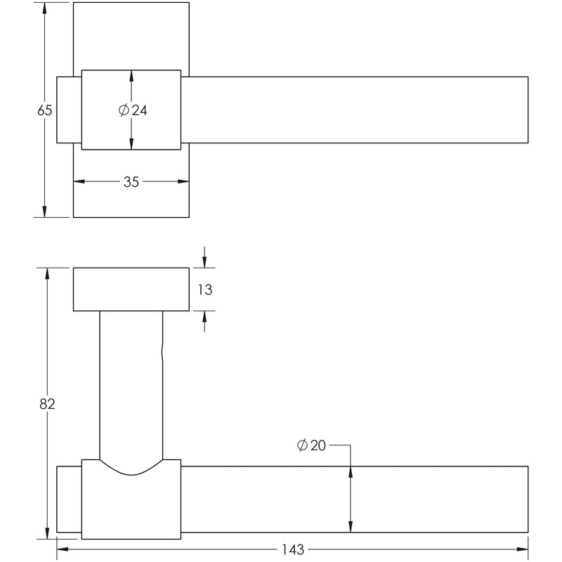 CR-103 Dark Bronze Multi Point Rectangular Rose Door Handle - CR-103D4DB - Choice Handles
