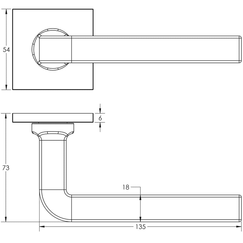 CR-104 Satin Stainless Steel  Unsprung Square Rose Door Handle - CR-104B2SSS