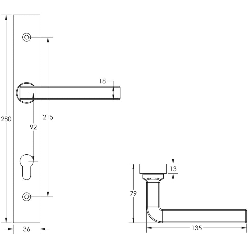 CR-104 Satin Stainless Steel Multi Point Backplate Door Handle - CR-104G4SSS