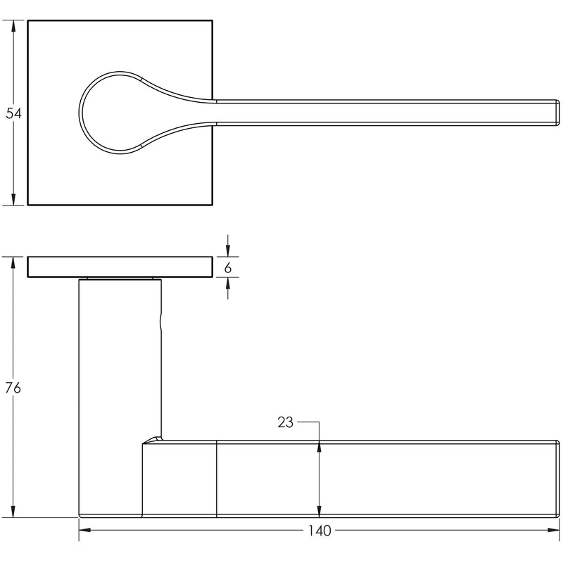 CR-105 Antique Brass Unsprung Square Rose Door Handle - CR-105B2AB