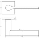 CR-105 Satin Brass Fixed Dead Square Rose Door Handle - CR-105B3SB - Choice Handles