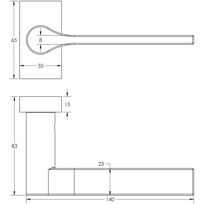 CR-105 Satin Stainless Steel Multi Point Rectangular Rose Door Handle - CR-105D4SSS
