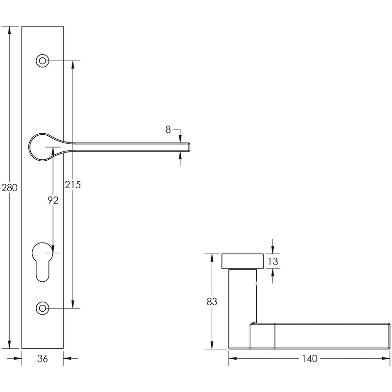 CR-105 Satin Brass Multi Point Backplate Door Handle - CR-105G4SB
