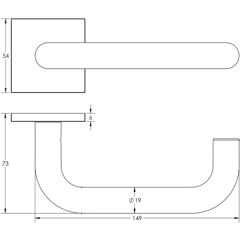 CR-106 Dark Bronze Unsprung Square Rose Door Handle - CR-106B2DB