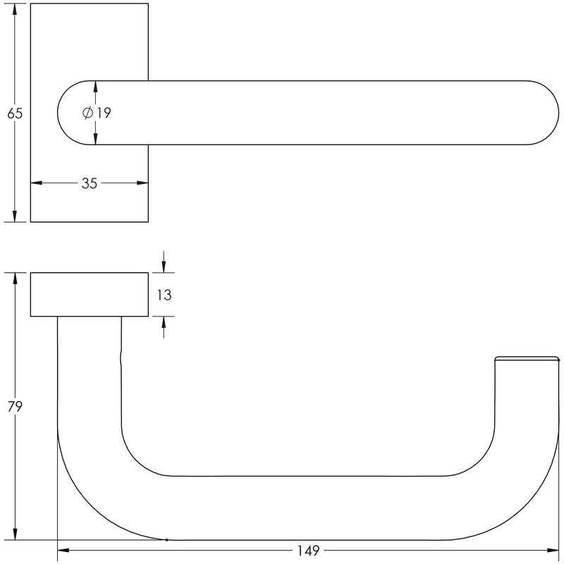 CR-106 Dark Bronze Multi Point Rectangular Rose Door Handle - CR-106D4DB