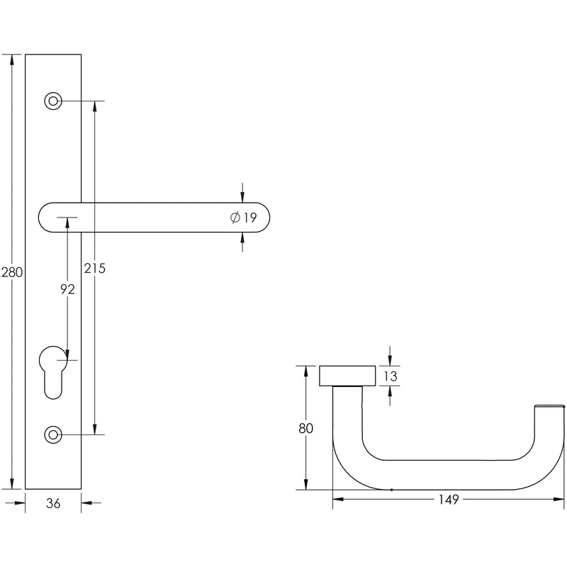 CR-106 Antique Brass Multi Point Backplate Door Handle - CR-106G4AB