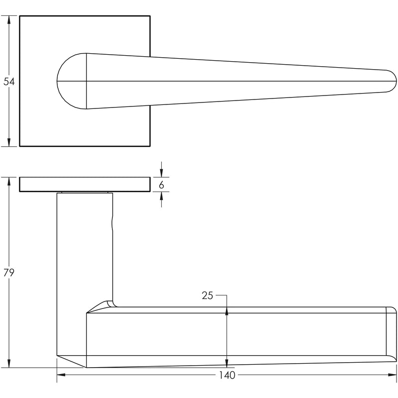 CR-107 Satin Stainless Steel  Fixed Dead Square Rose Door Handle - CR-107B3SSS