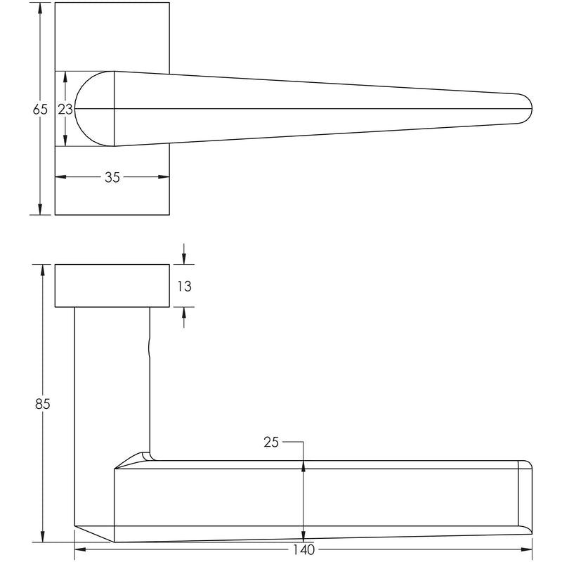 CR-107 Satin Stainless Steel Multi Point Rectangular Rose Door Handle - CR-107D4SSS
