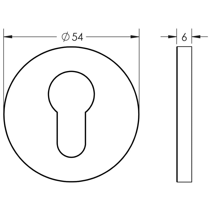 CR-S10 Black Euro Keyway Round Rose Escutcheon - CR-S10MB