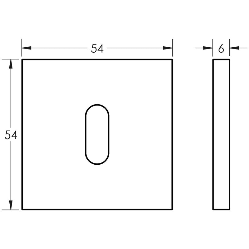 CR-T10 Satin Stainless Steel Standard Keyway Square Rose Escutcheon - CR-T10SSS