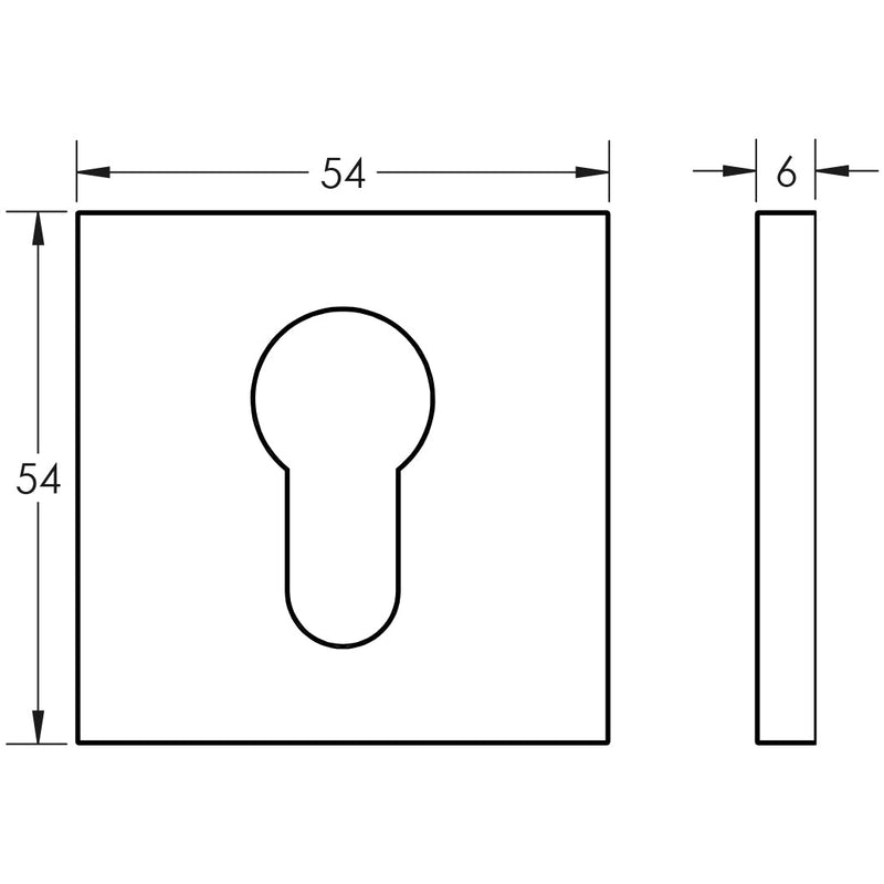 CR-T10 Antique Brass Euro Keyway Square Rose Escutcheon - CR-U10AB