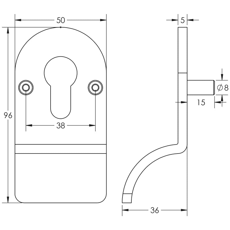 Cylinder Pull Lug Fixed Black - CRES1602MB - Choice Handles