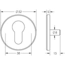 CRES Satin Stainless Steel Euro Escutcheon Lug Fixed - CRES1652SSS - Choice Handles