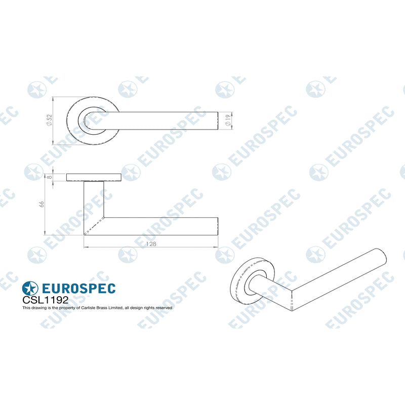 Eurospec - Mitred Round Bar Lever on Sprung Rose  - Antique Brass - CSL1192AB