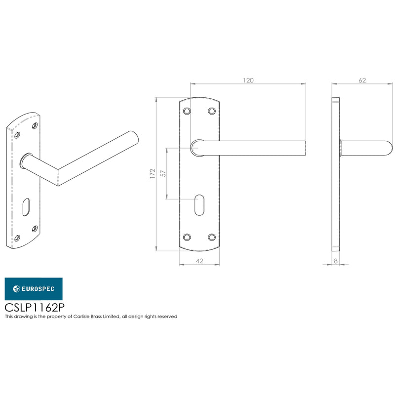 Eurospec - Steelworx Residential Mitred Lever on Lock Backplate - Satin Stainless Steel - CSLP1162P/SSS - Choice Handles