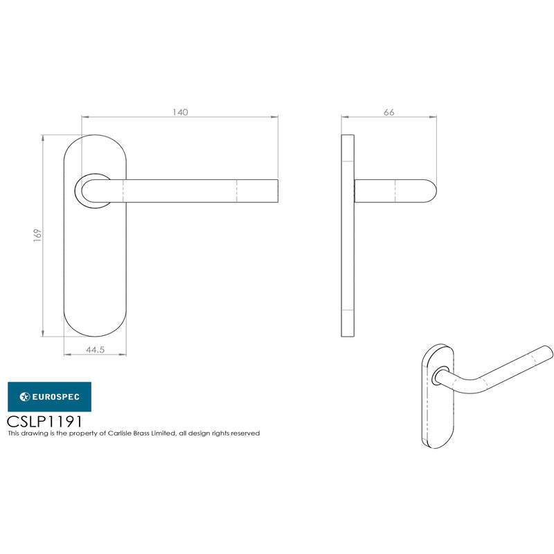 Eurospec - Straight Lever on Inner Backplate - Satin Stainless Steel - CSLP1191SSS - Choice Handles